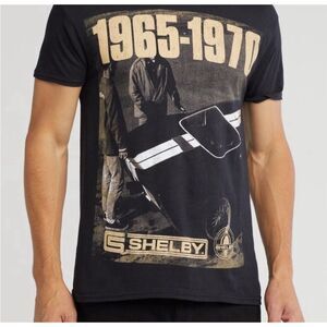 Shelby 1965-1970 Men's Black Graphic T-Shirt Size L Vintage Cars Theme